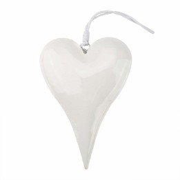 Coeur en métal, blanc 10x15,5x2,5cm