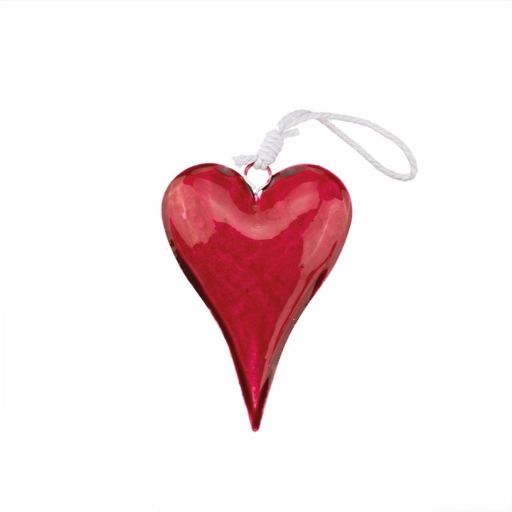 Coeur en métal, rouge 6,7x10x1,7cm