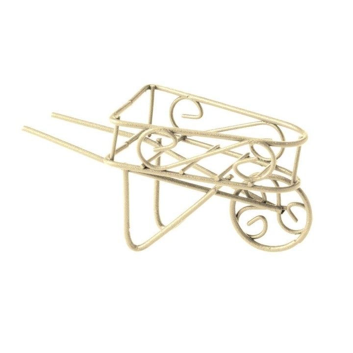 Mini-Gardening Schubkarre creme, 8x3,5x4cm