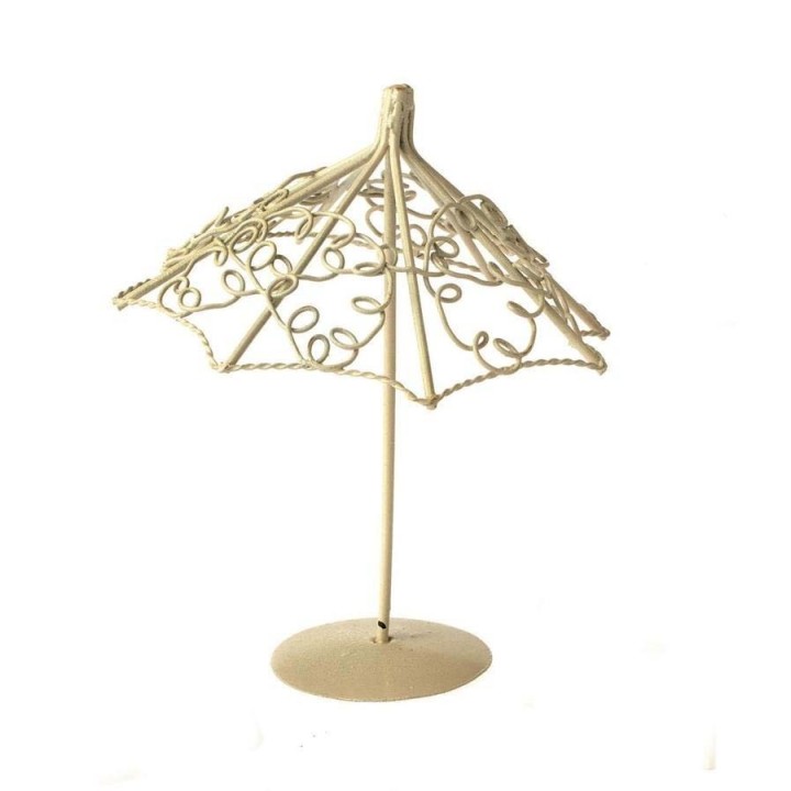 Mini-Gardening Sonnenschirm creme H 11cm, D 9cm