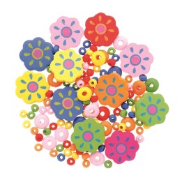 Wooden pearl mix flowers 25 mm