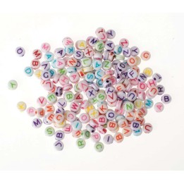 Disques plastique percés 50g Alphabet coloré 5x2mm