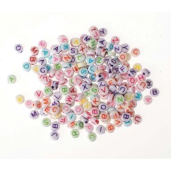 Plastic discs with hole 50g Alphabet coloured