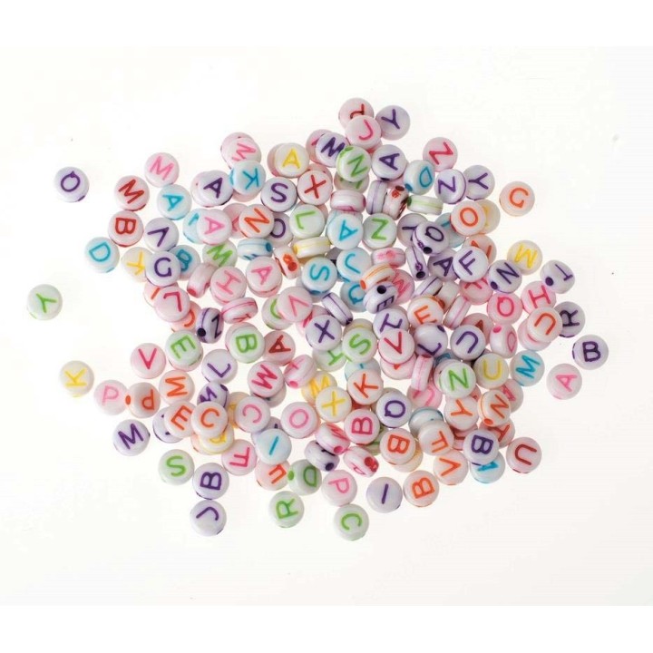 Kunststoff-Scheiben mit Loch 50g Alphabet farbig 5x2mm