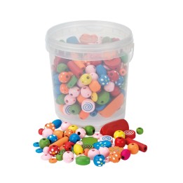 Holzperlen-Mix in Dose 180g