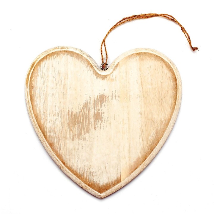 Herz aus Holz 20x19x1,5cm weiss