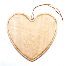 Coeur en bois 25x23,5x1,5cm blanc