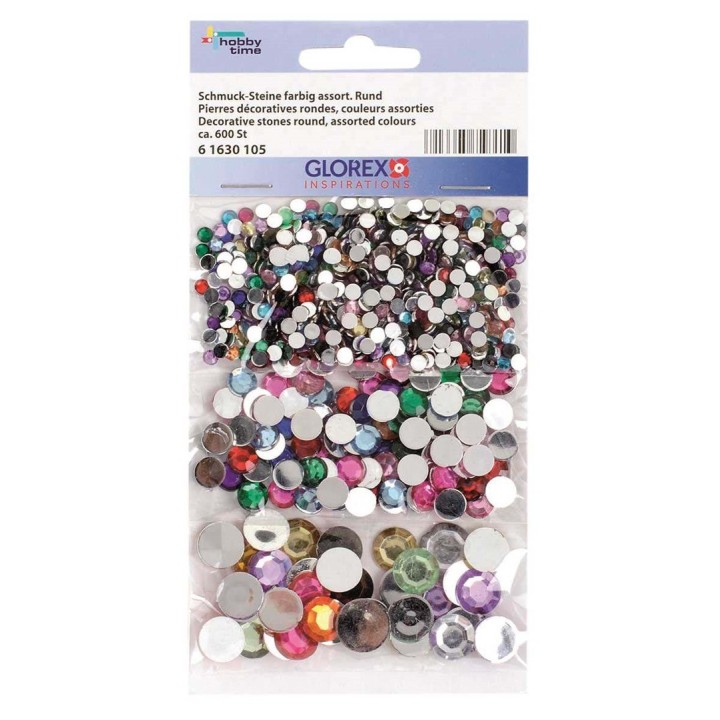 Schmuck-Steine farbig assortiert rund ca. 600 Stück