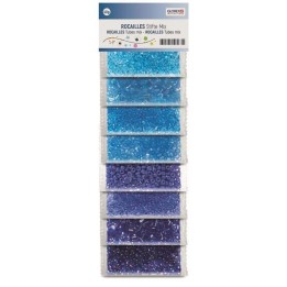 Rocailles/tubes mix, blue 8 colours, 40g