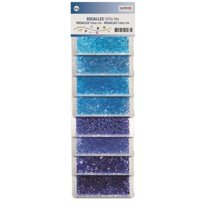 Rocailles/Stifte Mix, Blautöne 8 Farben, 40g