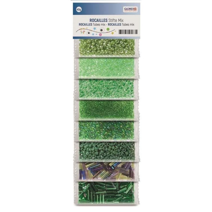 Rocailles/Stifte Mix, Grüntöne 8 Farben, 40g