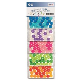 Perles en plastique multicol. 8mm, 5 couleurs, 50g