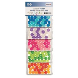 Plastic beads, multicolor 8mm, 5 types, 50g