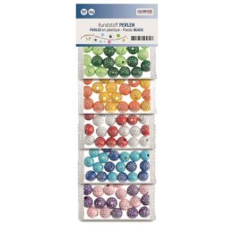 Kunststoff Perlen, bunt mit Punkten 10mm, 5-fach sortiert, 50g