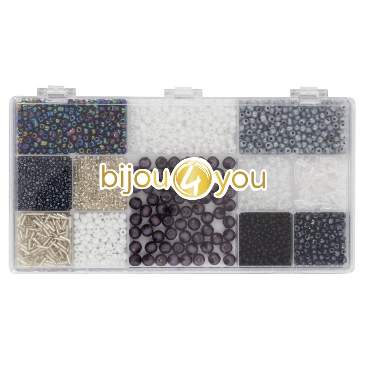 Beads kit, 170g black/white