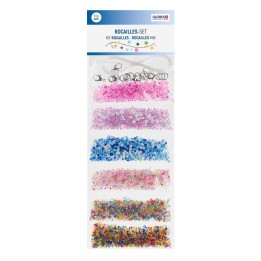 Kit rocailles 2,6mm, avec ficelles et fermoirs, 6 sortes