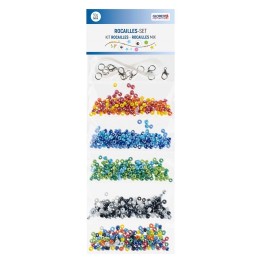 Rocaille kit 4,5mm with cords and clasps, 5 assorted