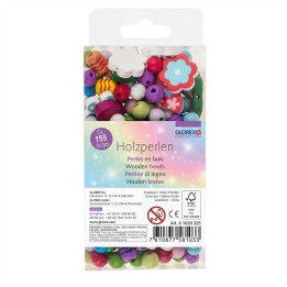 Holzperlen Schmetterling Box sortiert mit Kordeln-3m