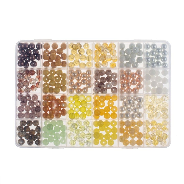 Glass beads kit white/yellow assorted
