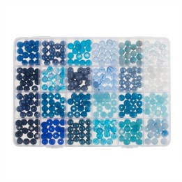Glasperlen-Schmuckset blau sortiert