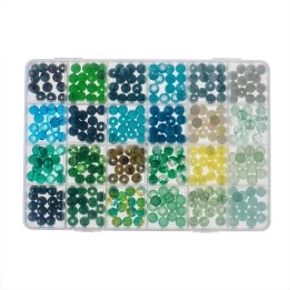 Glass beads kit turquoise/green assorted
