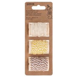 Cordons en coton, set de 3pcs 2mmx11m
