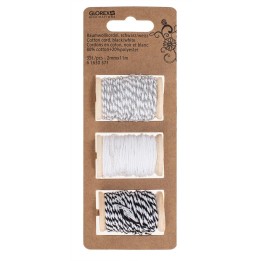 Baumwollkordel Set 3-teilig 2mmx11m  80% Baumwolle/20% Polyester