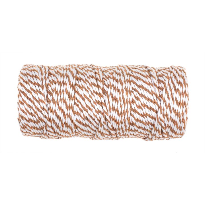 Cordon en coton brun/blanc 2mm, 100m