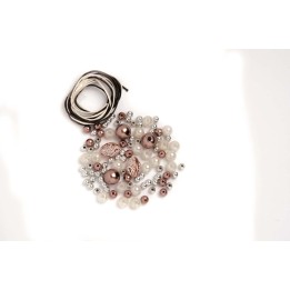 Perlen-Set braun-weiß-silber