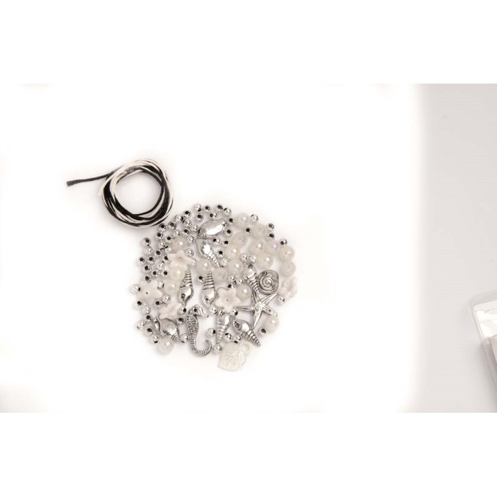 Kit de perles blanc-couleur argent