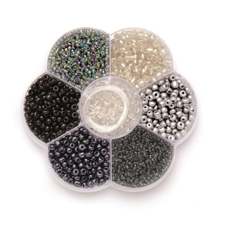 Mix de perles 9x10x2cm noir/argent
