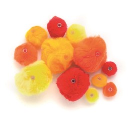Acrylic pompons app.45pcs mix red