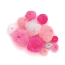 Acryl Pompons mit Öse ca 45 St rosa mix