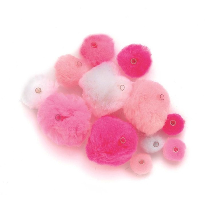 Pompons acrylique env.45pcs mix rose