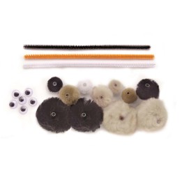 Bastelset Basic 56-teilig schwarz/weiss/grau 100% Acryl