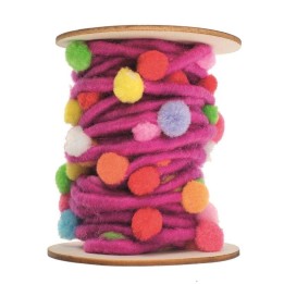 Cordon avec pompons lilas rouleau de 5m