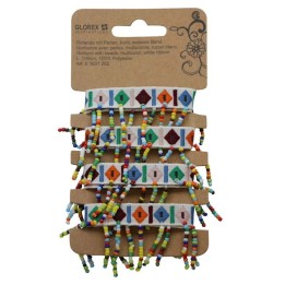 Girlande mit Perlen, bunt 1m weisses Band