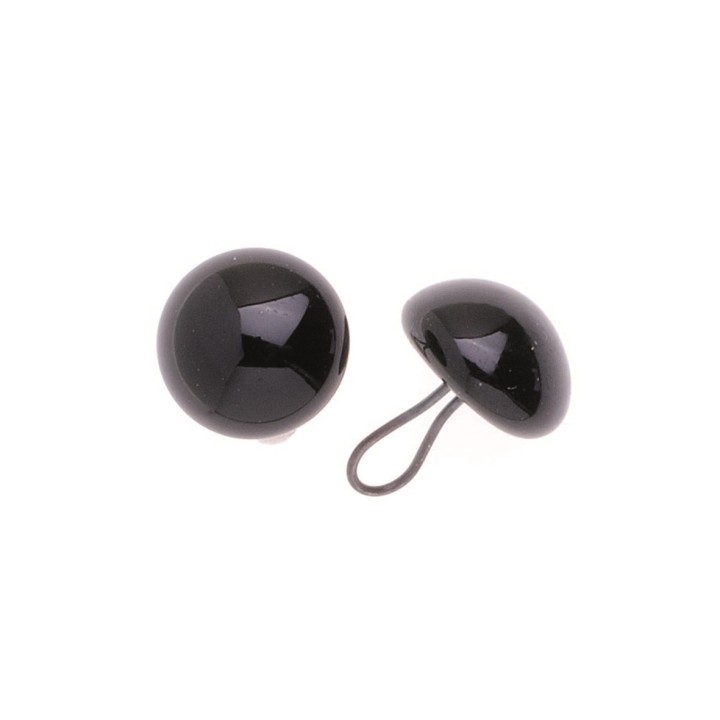Yeux en verre avec oeillet à coudre noir, 6mm, 50 pcs