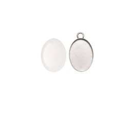 Pendentif ovale couleur argent 27x19mm
