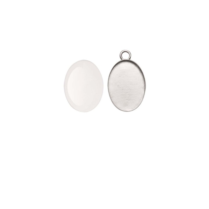 Anhänger oval silberfarben 27x19mm