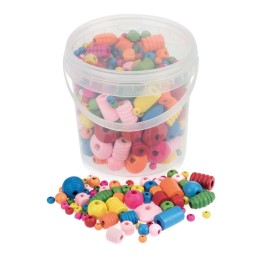 Holzperlen Formenmix bunt 250g