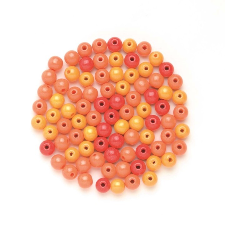 Holzperle 4mm 155 Stück orange-mix