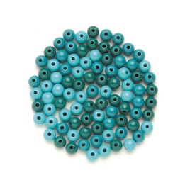 Holzperle 6mm 118 Stück türkis-mix