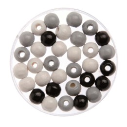 Holzperle 6mm 118 Stück Buche schwarz / grau / weiss