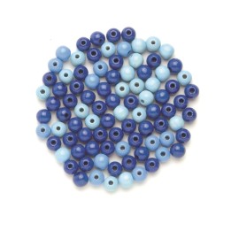 Holzperle 12mm 28 Stück blau-mix