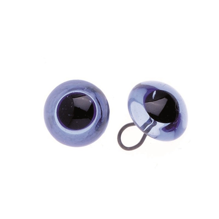 Glass eyes with eylet saphir 10 mm, 50 pcs