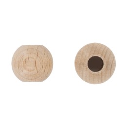 Boule en bois percée 20mm 12pcs FSC, trou 8mm