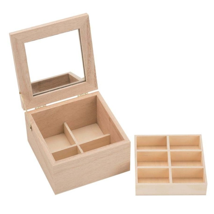 Schmuckkasten aus Holz 13,5x12,8x7,5cm