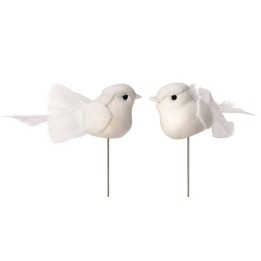 Taubenpaar mit Draht 5cm weiss