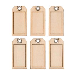Etiquettes en bois percées 6p.